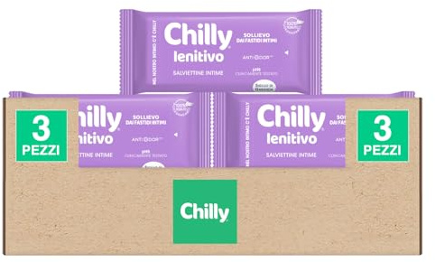 Chilly Lenitivo Salviette Intime Biodegradabili Formula Anti-Odore pH5 Azione Calmante con Bisabololo per Prurito o Bruciore Uso Quotidiano Clinicamente Testate - 36 Salviette