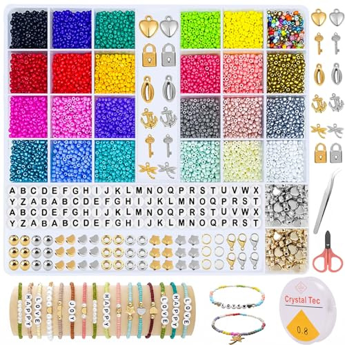 YHBXAMZ 7900+ Stück 3mm Perlen für Armbänder, Perlen Set Geschenke für Mädchen, Schmuck Basteln Mädchen Armbänder Selber Machen Kinder, Ketten Selber Machen Set Bastelset Kinder ab 6 Jahre