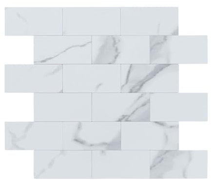 Dalsys Wandpaneele selbstklebend Marmoroptik Steinoptik 1m², 11 Stück Weiß Wandverkleidung feuchtigskeitsbeständig, Premium Qualität für Bad und Küche