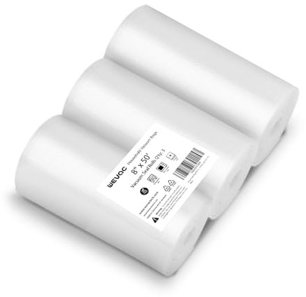 Wevac Lite 3 Rouleau sous Vide de 20x1500cm Film sous Vide Alimentaire sans BPA, Film pour Machine sous Vide la Conservation la Préparation des Aliments, Compatible avec Toutes Les Machines sous Vide