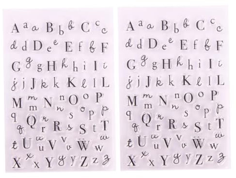 LALAFINA 2 Stück Blätter Silikon klar klarer Gummi Alphabet klar klarer Stempelblock Staffeln Scrapbooking-Stempel klare Briefmarken Erdfarben Sammelalbum bilden Siegel