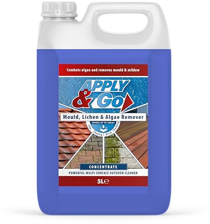 Apply & Go - Path and Patio Cleaner, Concentrated Mould, Mildew, Lichen & Algae Remover | Outdoor Cleaning Treatment for Decking, Stone, Driveways, Rooftops (Up to 300m2 coverage) - 5 Litre