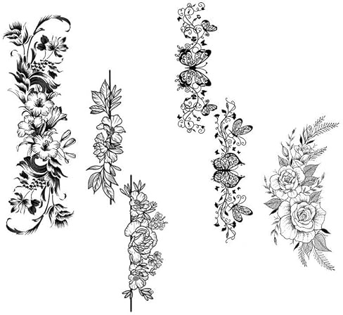 4 Sheets Of Sexy Leg Ring Plain Flower Herbal Temporary Tattoo Fake Tattoo Stickers Waterproof Female Long-Lasting Non-Reflective Stickers Lasting For Two Weeks