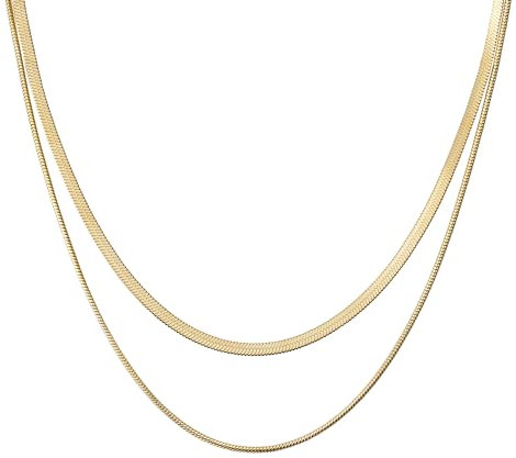 BLACKBIRD® Damen Halskette Gold | Layer Kette mit zwei Schlangenketten aus Edelstahl mit 18 Karat Vergoldung | wasserfest & allergieneutral | Anpassbare Länge