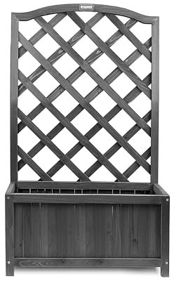 My Garden Wooden Planter with Trellis 60x24.5x100cm Garden Planter Box with Wooden Trellis for Climbing Plants Outdoor Planters for Gardens, Patio & Decking Ideal for Plants and Shrubs