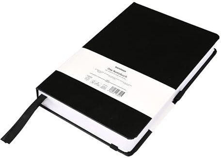 Notizbuch A5 liniert Hardcover - 320 Seiten, 160 Blatt - 120 GSM tintenfestes dickes FSC Papier - Diary Notebook für Tagebuch, Bullet Journal, Ideenbuch, Business (Schwarz)