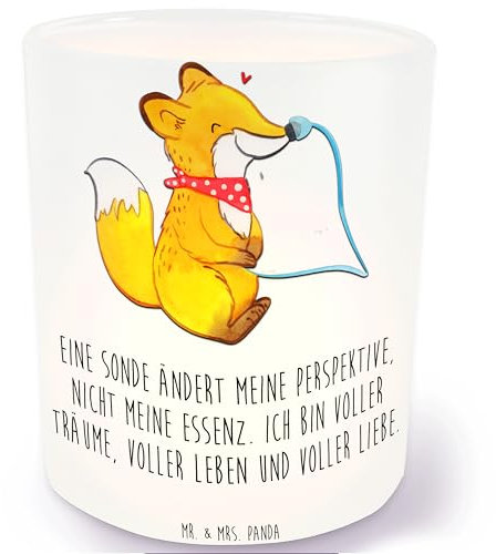 Mr. & Mrs. Panda Windlicht Fuchs Magensonde - Geschenk, Glas kerzenhalter, Schluckstörungen, Windlichter, Teelichthalter