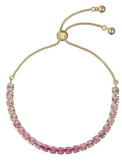 Ted Baker Melrah Icon Crystal Adjustable Tennis Bracelet For Women (Gold/Light Pink Ombre Crystal)
