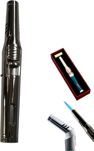 Encendedor con cabezal de aspersión flexible con ventana visible, encendedor portátil ajustable, giratorio, con llave, recargable, a prueba de viento, para acampar, adecuado para senderismo al aire li