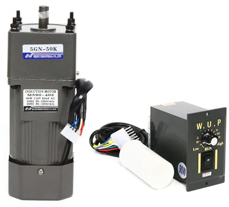 Getriebemotor Elektromotor 90W 220V Wechselstrom Gear Motor 1:50(50K), 27 U/min Elektromotor Einphasig Hohe Drehmomente Einstellbarer Getriebemotor mit Drehzahlregler