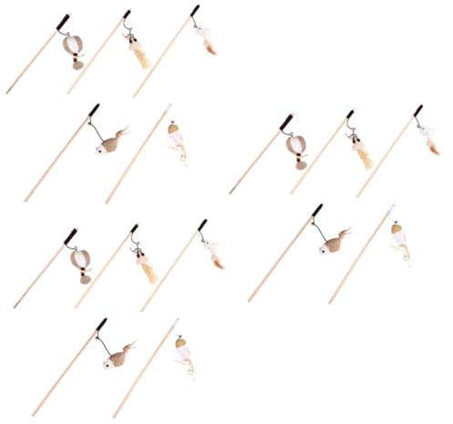 Sosoport 15stücke Teiliges Interaktives Katzenspielzeug Mit Glocke Flirtstock Für Katzen Spielzeug Für Katzen Zum Spielen Und Teasern Für Aktive Stressbewältigung