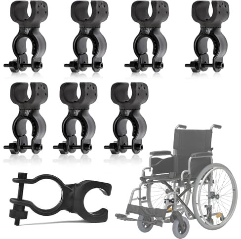 LZYDKH 8 Stück Krückenhalter, Stockhalter Universelles Gehstock Halterung für Rollstuhl Rollator Zubehör Rollstuhlkrücken Von Mobilitätsroller Drive Rollator Meisten Wanderer