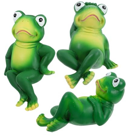 MOBUTOFU 3pièces Statue Grenouille De Jardin Résine Décorations De Jardin Extérieur Figurines De Grenouille Mignonnes pour Parterres De Fleurs Et Pelouses