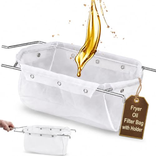 Bolsa de filtro de aceite para freidora comercial y marco de soporte de bolsa de filtro de aceite, filtro de aceite de cocina de 6 pulgadas de profundidad, filtro de aceite de cocina duradero de más