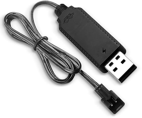 Drone USB Charger Cable for 3.7V LiPo Battery SM-2Pin Plug with LED Indicator Overcharge Protection Compatible with RC Cars Drones Trucks Trains Boats and Toys