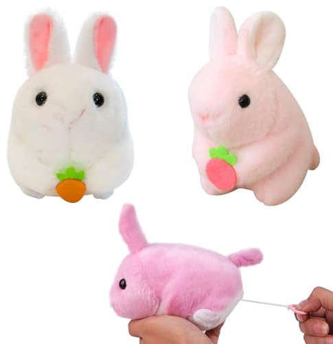 XineYuor Jouets À Remonter,2PCS Peluche Paques,Peluche Lapin À Remonter,Jouets à Remonter Sauter Mécaniques Lapin,Paques Jouet,Cadeaux de Pâques pour Enfants Garçons et Filles
