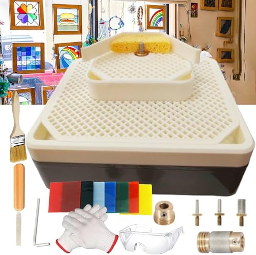 Kit Per Smerigliatrice Per Vetro,Mini Macchina Elettrica Portatile 150W Per Molatura Di Vetri Colorati,Tagliavetro A 4200giri/Min,Automatica Fai Te Per Vetro Colorato Con Accessori.,DoubleLayer