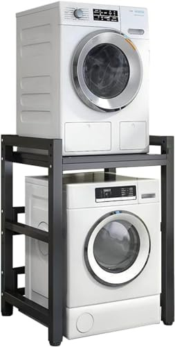 Kit d'empilage réglable pour lave-linge et sèche-linge à chargement frontal – Support de rangement peu encombrant pour une nification efficace du linge et maximiser l'espace de la buanderie