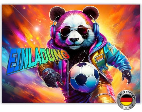tjapalo NEU 12x Coole Fußball Einladungskarten Kindergeburtstag Junge Party Karten Fußball EINLADUNG für Jungen Kinder Geburtstag Einladung Spielabend EXTRA HOCHGLANZ (E8 Fußball)