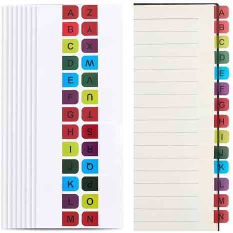 SOFPLATE 390 st färgglada alfabetsflikar bokstäver indexflikar förtryckta pärmar A-Z alfabetisk bok klisteretikett klistermärken självhäftande sidtillverkare för kontor anteckningsböcker lärobok
