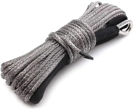 Kit de Cuerda sintética for cabrestante Coche 6 mm x 15 m, 3400 kg, Resistente, for recuperación Remolque, for Todoterreno, ATV, UTV Fuerte Capacidad de Carga(Gray)
