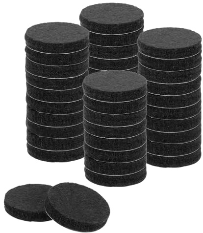 QUARKZMAN 32 stycken självhäftande filttassar – 25 x 25 x 5 mm (L x B x D) möbeltassar filt – rund filtglidare, stol, halkfria dynor för möbler, bord och stolskyddslager – svart