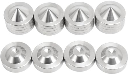 SENECESLI Lautsprecherisolations-Basispolster, Breiter Anwendungsbereich, 4 Sets, Silberne Aluminiumlegierung für DAC-Lautsprecher