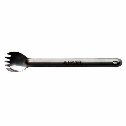 Haven LongSpork Titanium Long-Handle Spork 8.5 - Ultralight Camping Utensil for Backpacking & Freeze-Dried Meals - Long Spoon Fork Combo for Deep Meal Pouches (14 g)