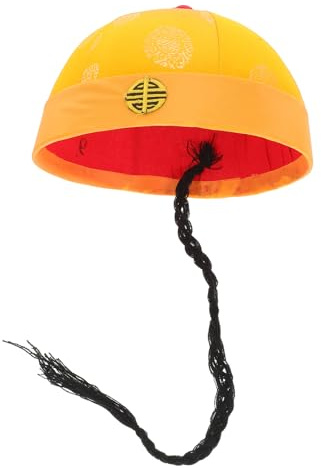 Hemobllo Chapeau Doré Ancien pour Garçon – Bonnet Chinois Traditionnel de Style Impérial – Accessoire de Costume Royal pour Cosplay et Spectacles Historiques, Taille Garçon et Filles,