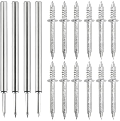 400 Pcs Double-Headed Skirting Boards Nails with 4 Installation Sleeve Tools, Seamless Invisible Wood Trim Nails, Galvanized Hidden Fasteners for Skirting Boards, Molding & Furniture DIY