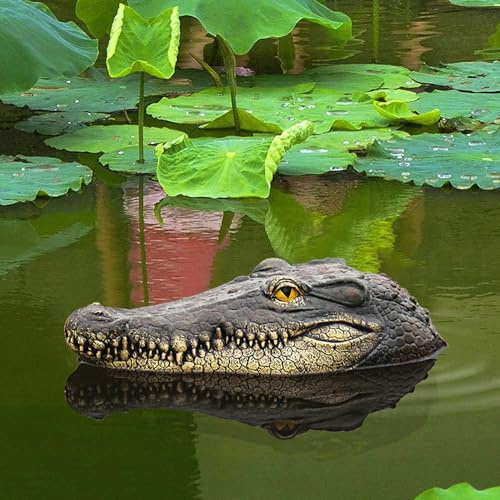 Kertaym Schwimmende Teichdeko Krokodil, Realistische Gartenteich Deko Für Außenbereich, Teich Dekoration, Teichdeko Miniteich, Schwimmtier Zum Schutz Von Wasserflächen (B)