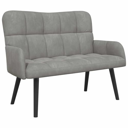 Mhdvray Zweisitzer Sofa Hellgrau 115 x 61 x 87 cm Samt mit Holzbeinen Modernes Design Robust und Langlebig für Wohnzimmer Schlafzimmer kleine Räume