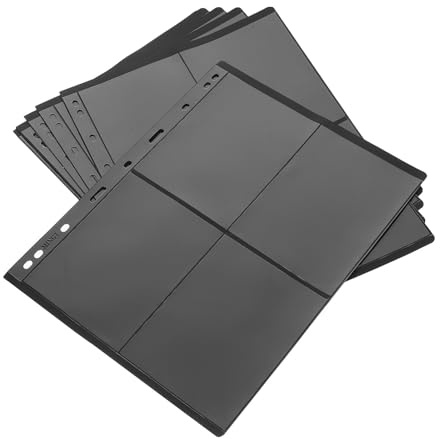 HANABASS 10 Stück Schwarze 9-Loch Kollektionseinsätze aus PVC mit Transparentem Design und Einfachem Transport Doppelseitige Briefmarkenalbumseiten für Briefmarken und Münzen