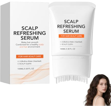 Sérum para el crecimiento del cabello con cepillo capilar incorporado, cuidado suave del cuero cabelludo, revitaliza y espesa el cabello, nutre el cuero cabelludo para mujeres y hombres (1PC)