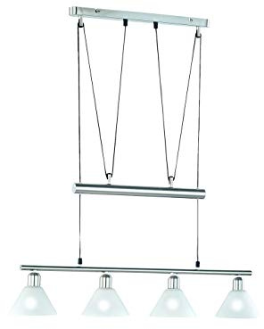 Trio Leuchten JoJo-Pendelleuchte Stamina 3751041-07, Metall Nickel matt, Glas opal weiß matt, exkl. 4x E14, höhenverstellbar, 40W