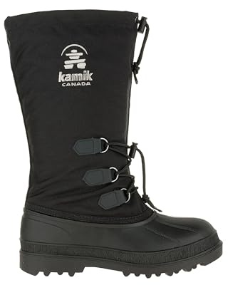 Kamik Canuck Winter Boot - Waterproof Snow Boots - Adjustable Snow Collar Footwear - Removable Liner System - Black - 11