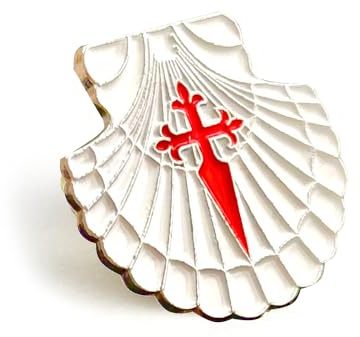 Pin/Anstecker Jakobsmuschel mit Jakobskreuz