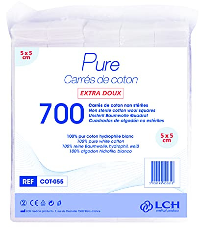LCH Carrés de coton 5 x 5 cm Sachet de 700