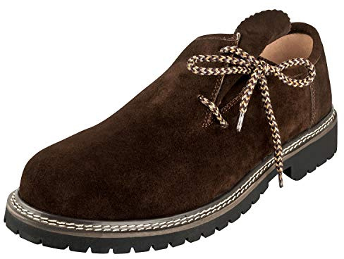 TR Martha Premium Traditionella herrskor – högkvalitativ traditionell sko för män – läderskor för oktoberfe, Dukelbrun, 47 EU
