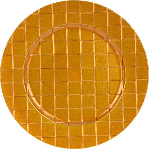 Koop Lot de 4 assiettes de présentation rondes ou carrées de 33 cm Rouge doré cuivre argent