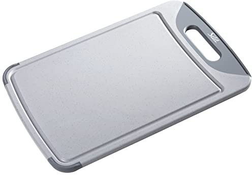 Silit Schneidebrett groß 45 x 30 cm, rechteckig, Schneidebrett Kunststoff groß, Tranchierbrett mit Saftrillen, praktischer Griff, Küchenbrett spülmaschinengeeignet, klingenschonend