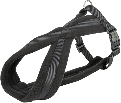 TRIXIE Premium Touren-Geschirr Größe M–L: Brustumfang 50–90 cm/25 mm in schwarz - sportliches Hundegeschirr mit angenehmer Vliespolsterung, stufenlos verstellbar für mittelgroße Hunde, 204001