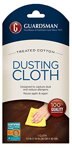 Guardsman Pre Treated Reusable Cotton Dusting Cloth - 1 Count | Captures 2X The Dust of a Regular Cloth | For All Furniture, Blinds, Mirros, Applicances, Cabinets, Glass, Walls| No Spray or Odors