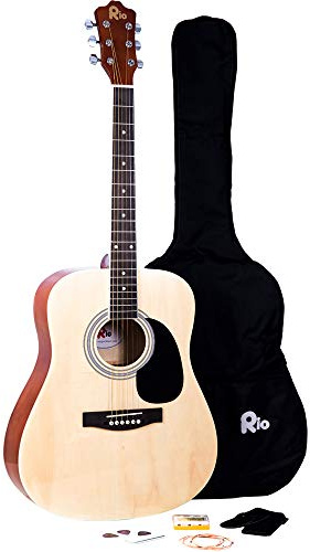 Rio Natural 4/4 Akustikgitarre für Anfänger, Dreadnought-Stahlsaiten, 104,1 cm