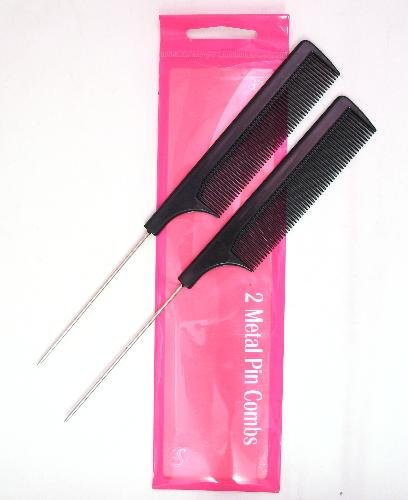 Serenade - Twin Pack Hairdressing Comb With Metal Pin Tail - Black