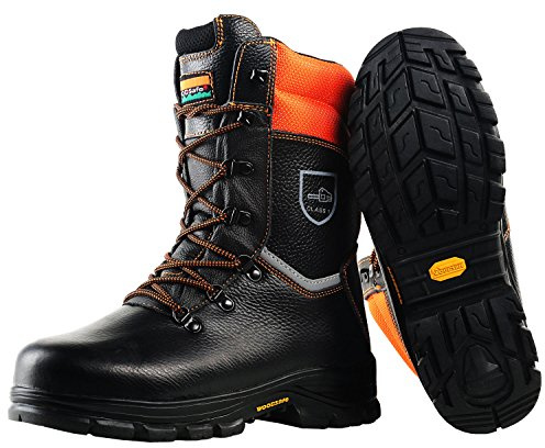 WOODSafe Schnittschutzstiefel Klasse 1, S3, schwarz/orange, Forststiefel, KWF - geprüft, Größe 40