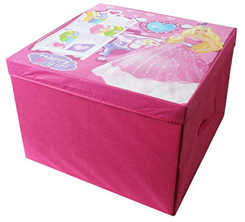 TE-Trend Vikbar spellåda spellåda förvaringsbox förvaring lock lekfilt dockhus barn flickor redskap baby rosa flerfärgad