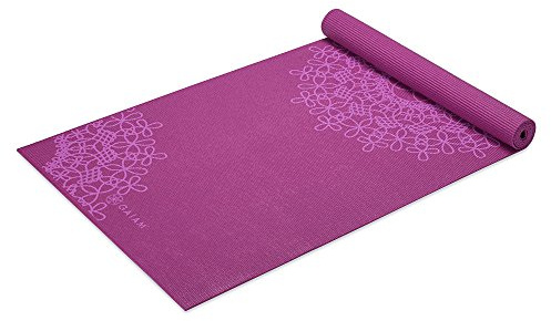 Gaiam Yoga Mat Classic Print Non Slip Exercise & Fitness Mat for All Types of Yoga, Pilates & Floor Workouts, Purple Medallion, 4mm