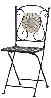 Siena Garden 380807 - Silla de la óptica de Hierro Mesa de Prato semicírculo con Mosaico, 70 cm, Multicolor