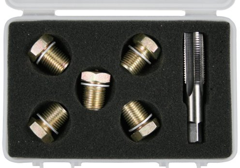 SW-Stahl 03010L Ölablass-Gewindereparatur-Set M15 x 1,5, 11-teilig | Reparatursortiment für defekte Gewinde der Ölablassschraube, inklusive Ersatztrauben und Dichtringen für den Öldienst am